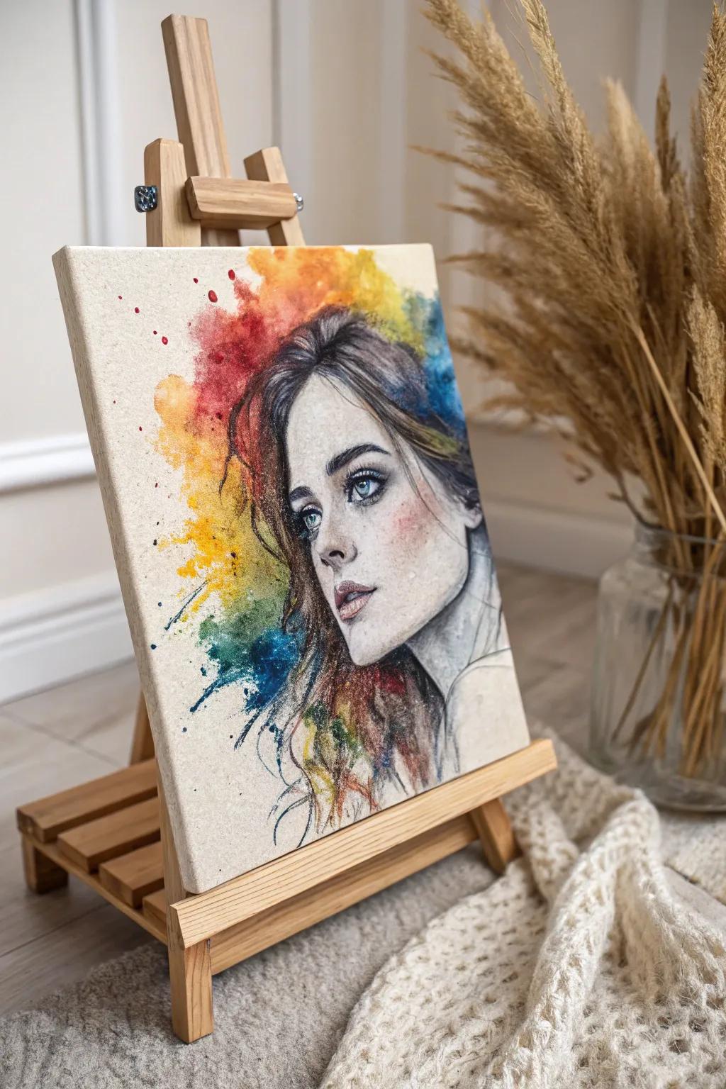 Transform your space with the vivid colors of a handcrafted portrait, where art meets vibrant expression.