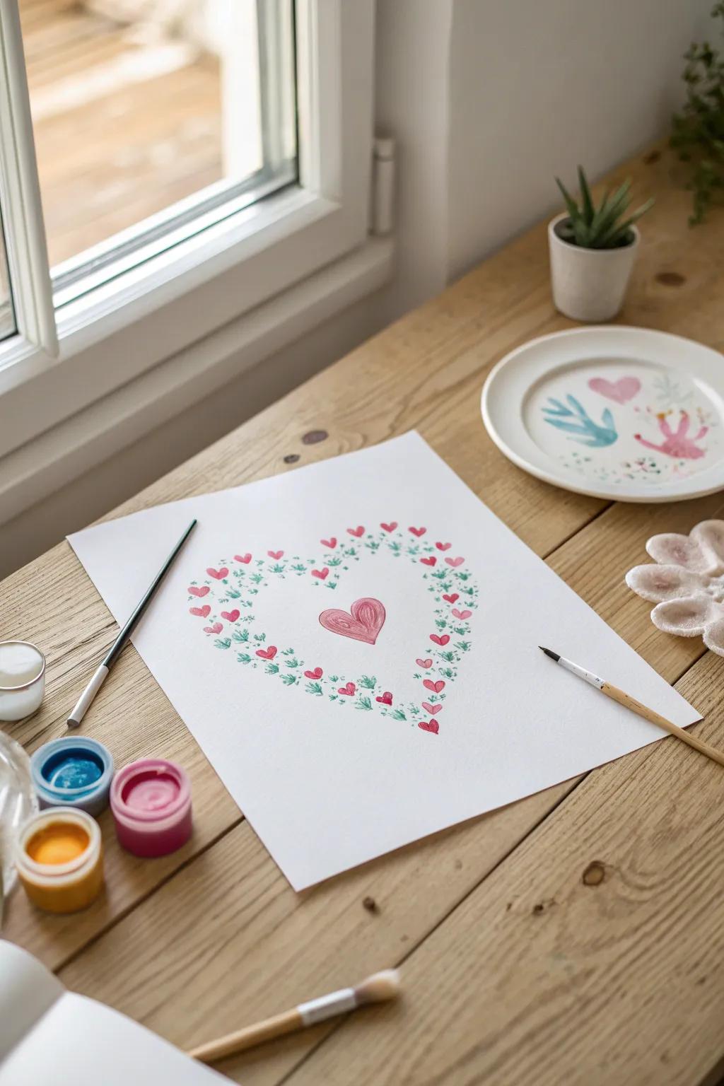 Capture the beauty of tiny hands with this charming handprint heart keepsake – a perfect blend of simplicity and love.