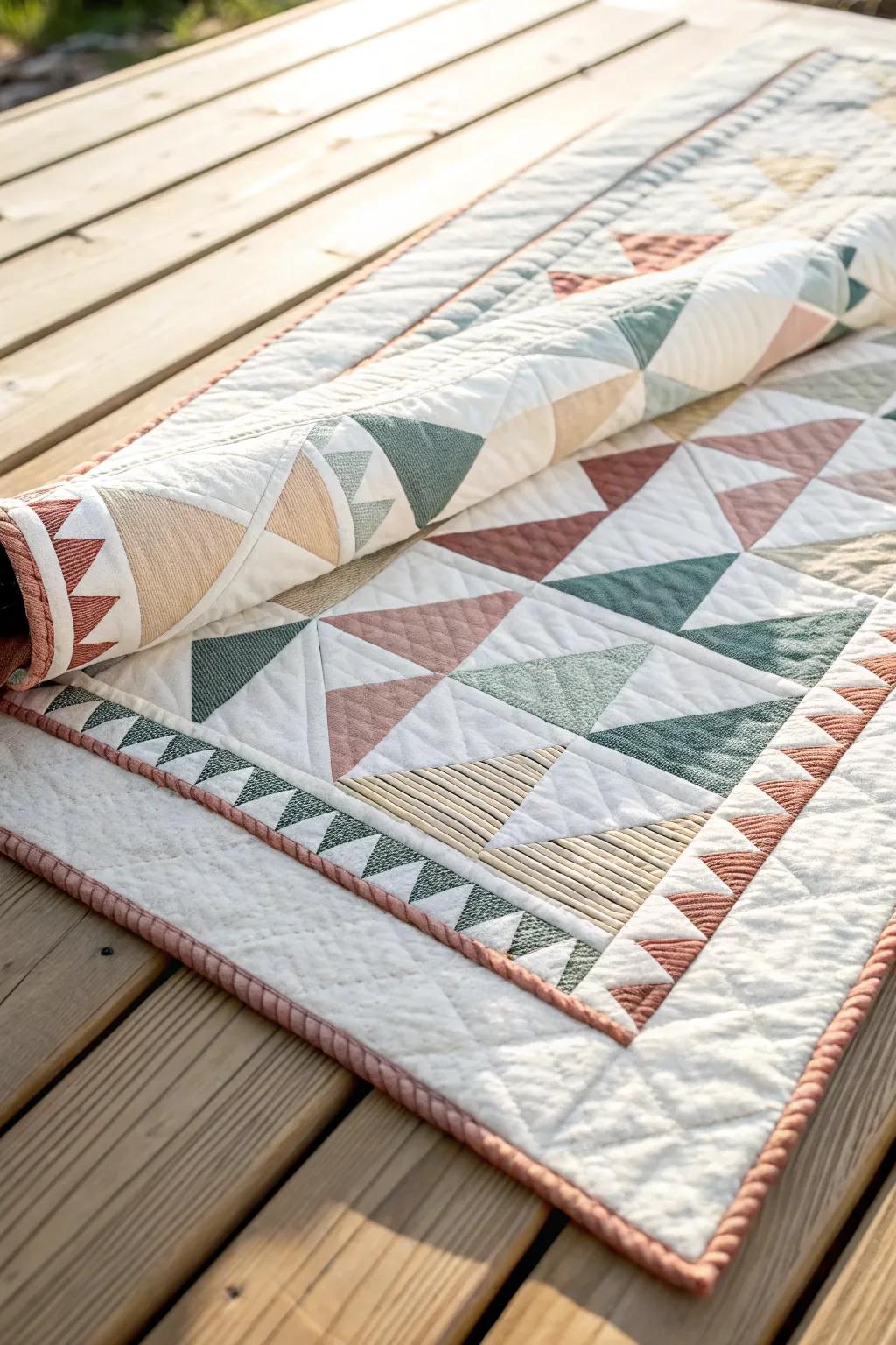 Embrace the elegance of geometric patterns with this minimalist quilt border design.