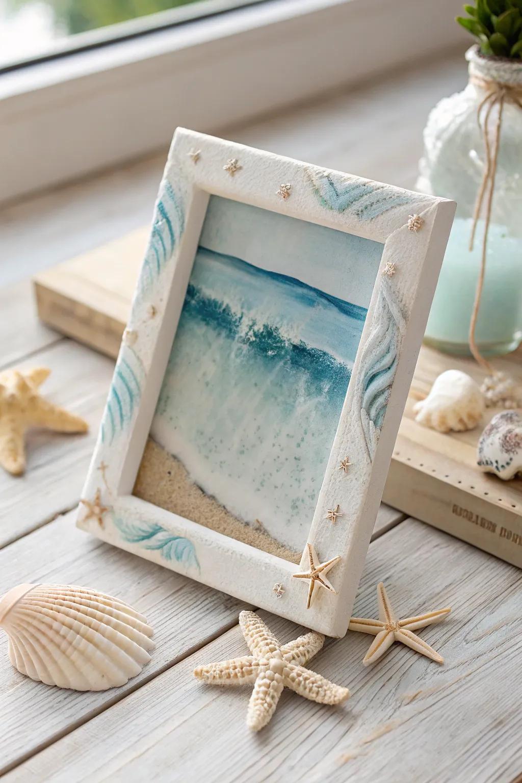 Escape to the seaside with this Ocean Breeze Frame, where simplicity meets the beauty of the beach.