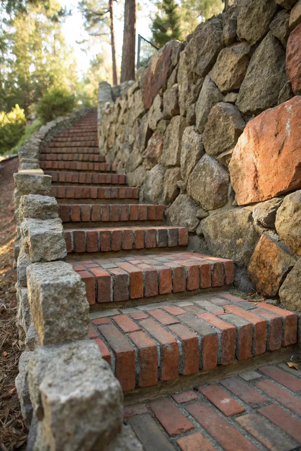 Step into rustic elegance with stone and brick craftsmanship.
