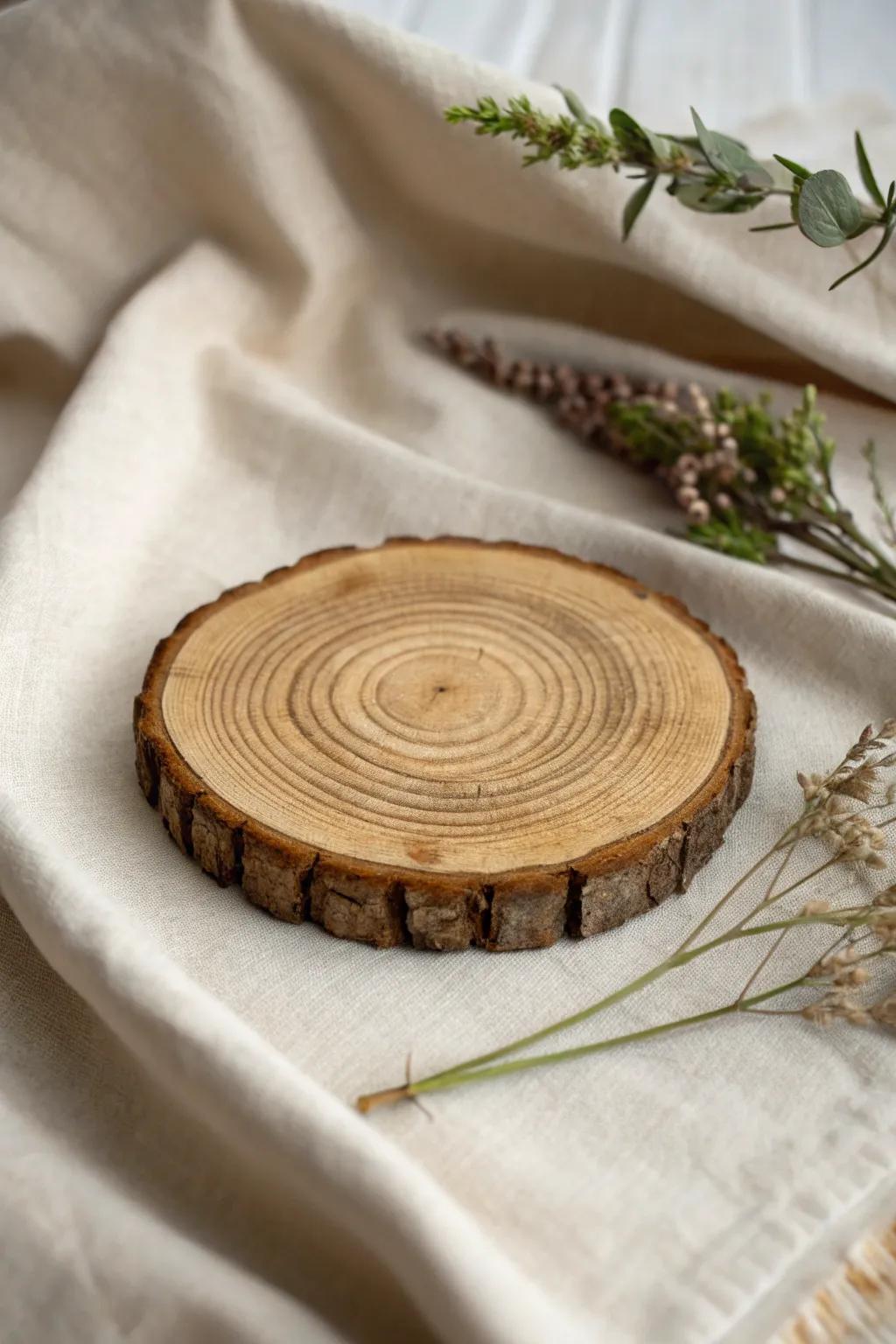 Elevate your table setting with the rustic charm of tree slice coasters, where nature's beauty meets minimalist elegance.
