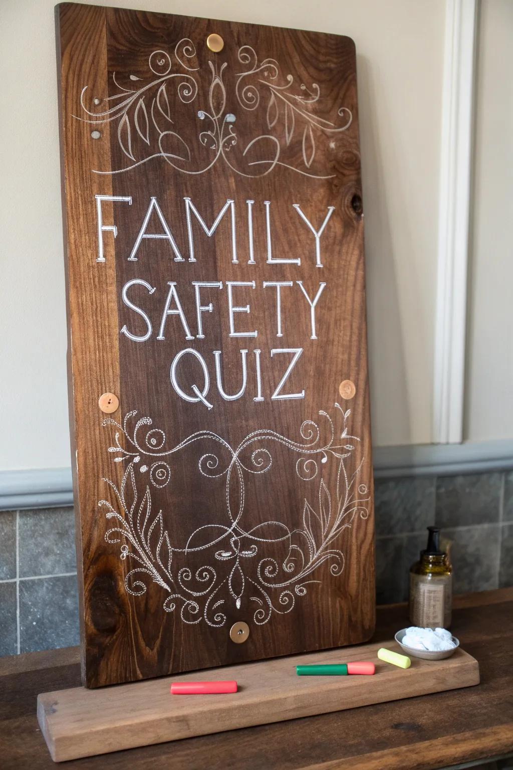 Turn safety into a fun family tradition with our handcrafted quiz board!