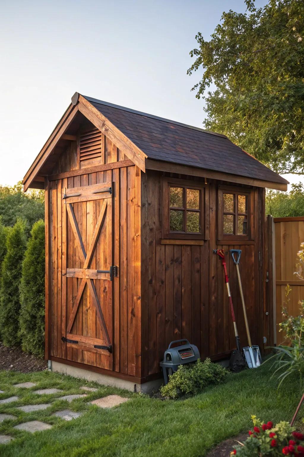 Embrace timeless craftsmanship with this classic gable roof shed – where elegance meets practicality.