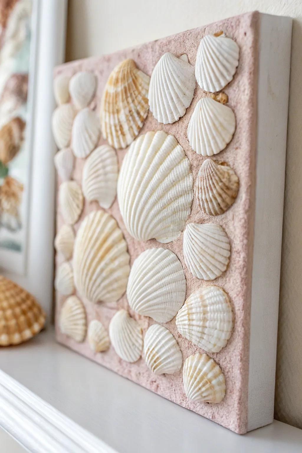 Bring the serene beauty of the coast indoors with this exquisite seashell wall art, perfect for adding a touch of minimalist charm to your space.