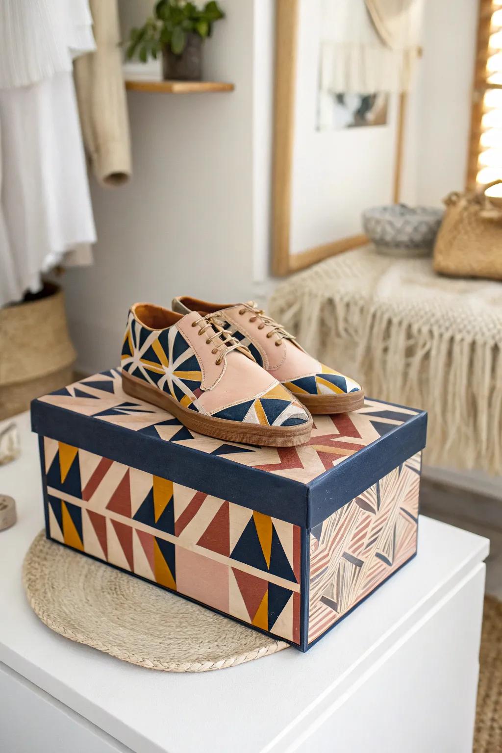 Transform your shoe box into a geometric masterpiece that adds a touch of glam to any space.