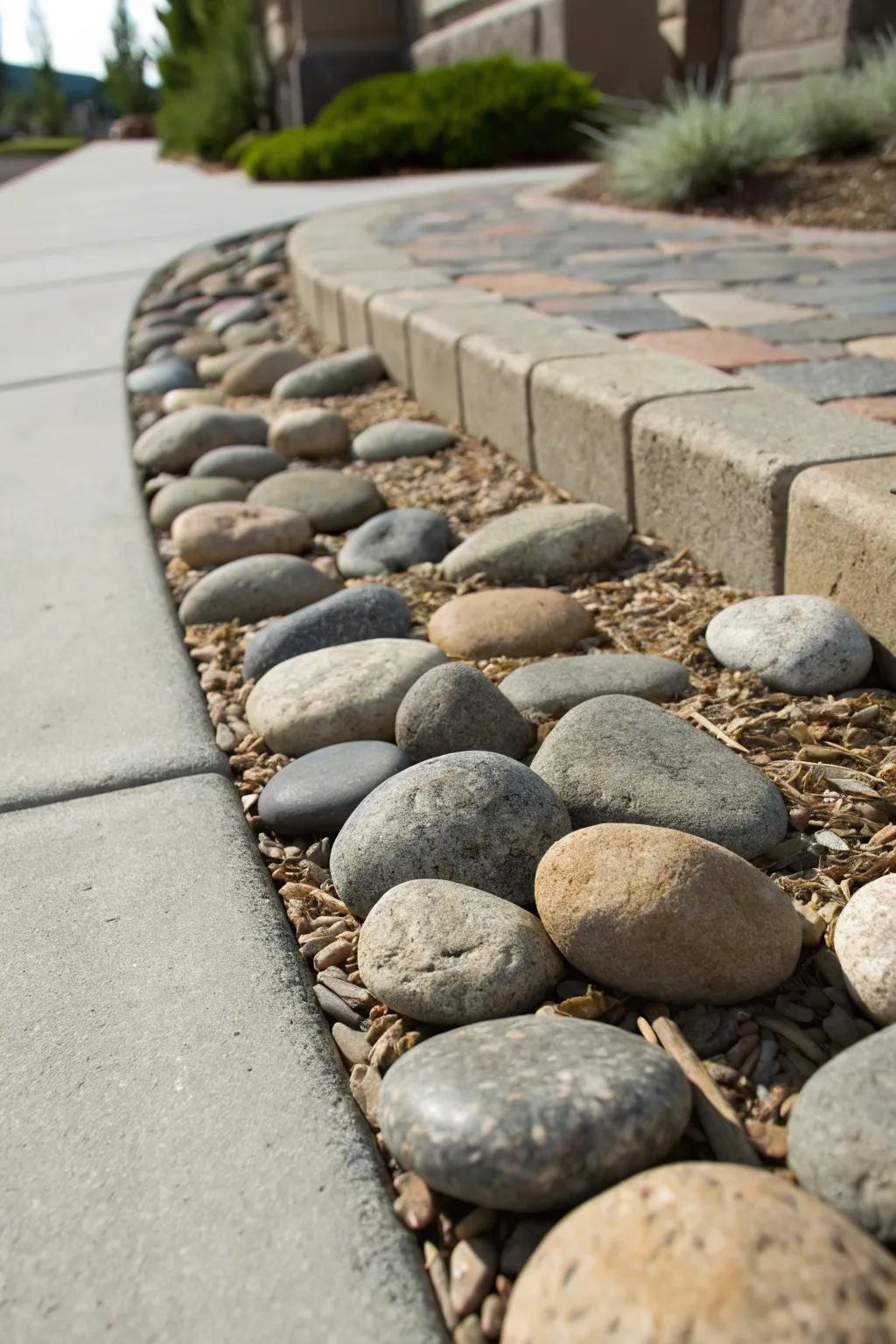 Timeless elegance with natural stone edging.