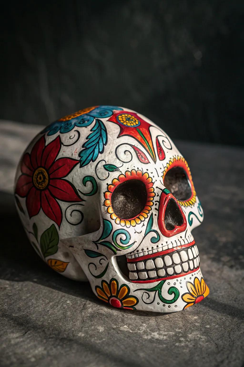 Celebrate the art of the Day of the Dead with this stunning sugar skull masterpiece.