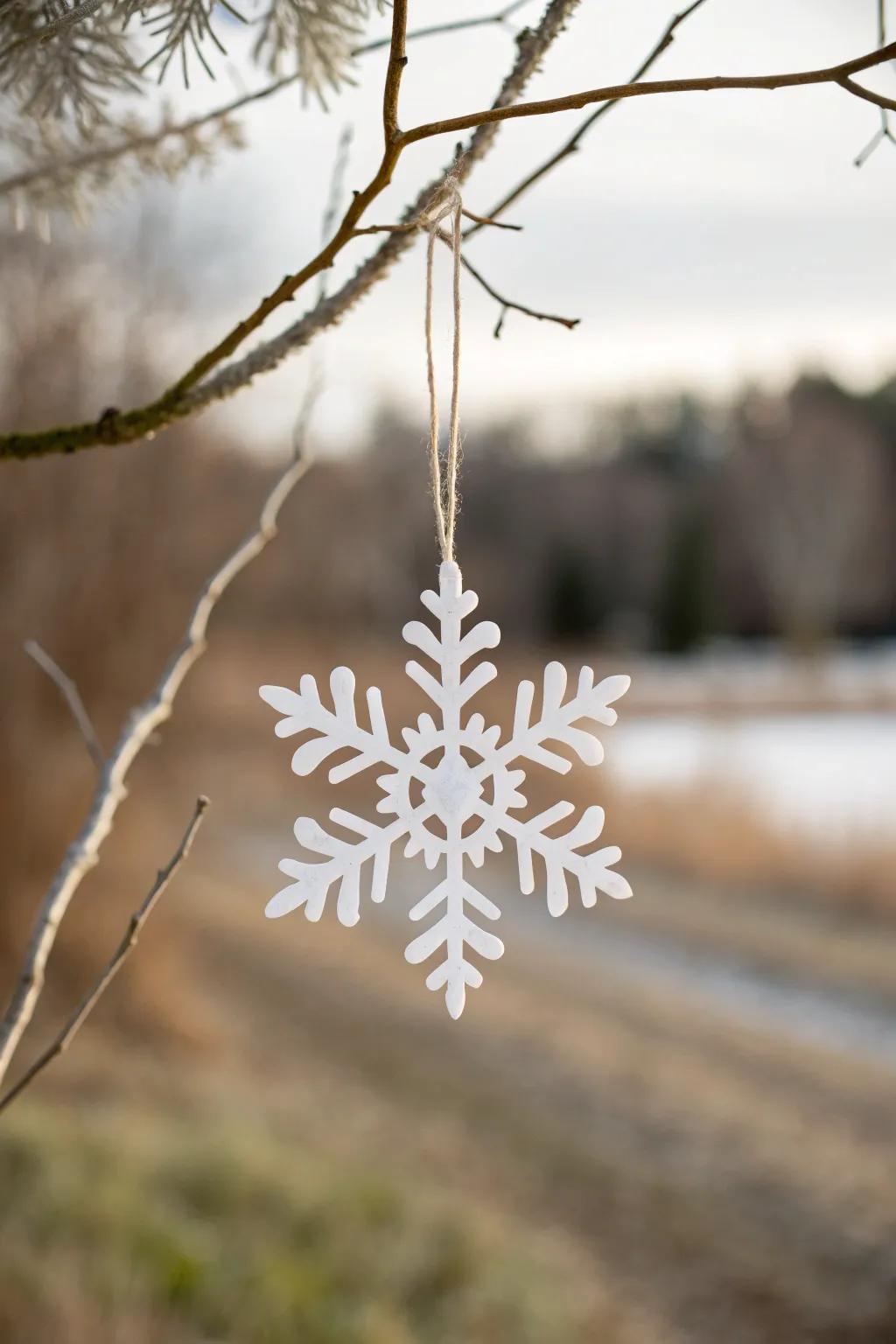 Embrace the elegance of handcrafted six-pointed snowflakes, where simplicity meets natural beauty.