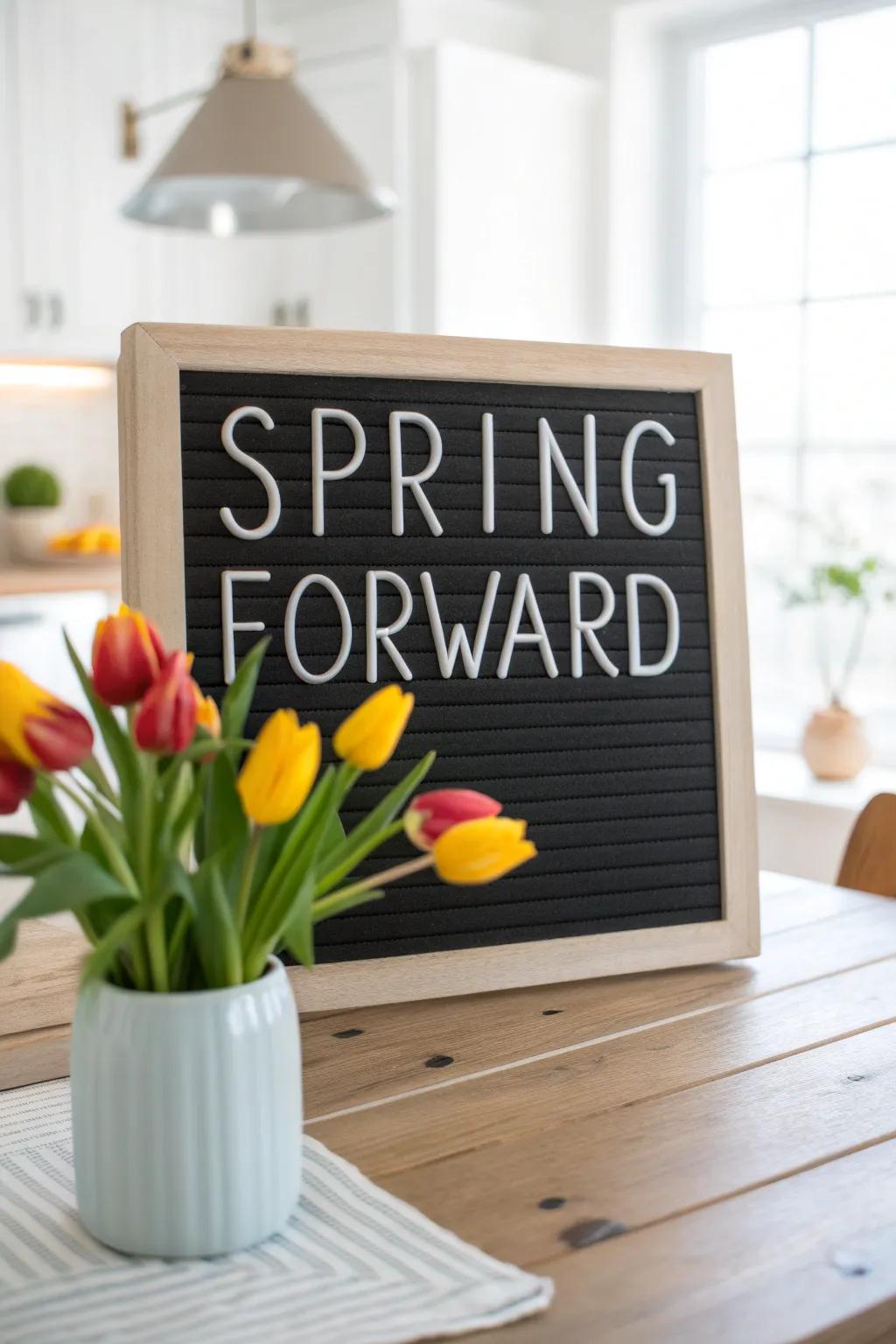 A bright space with a motivating spring message.