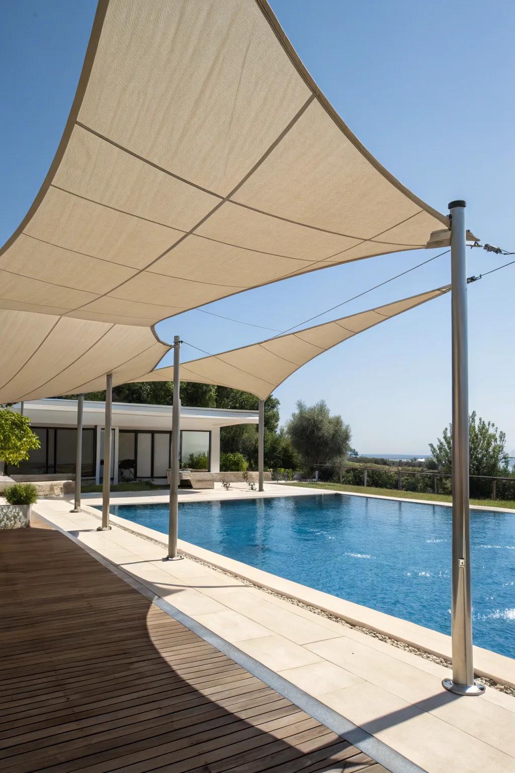 Transform your poolside into a haven of shade and style with a handcrafted sun shade sail.