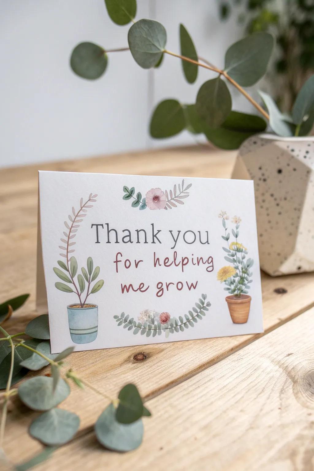 A heartfelt thank you card that beautifully blends natural elegance with minimalist design. 🌿