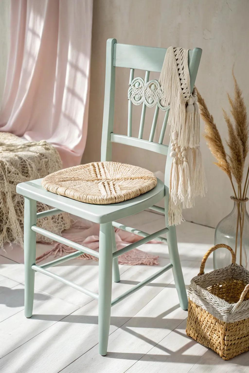 From thrift to chic: a boho-inspired seating transformation that brings charm and elegance to any space.