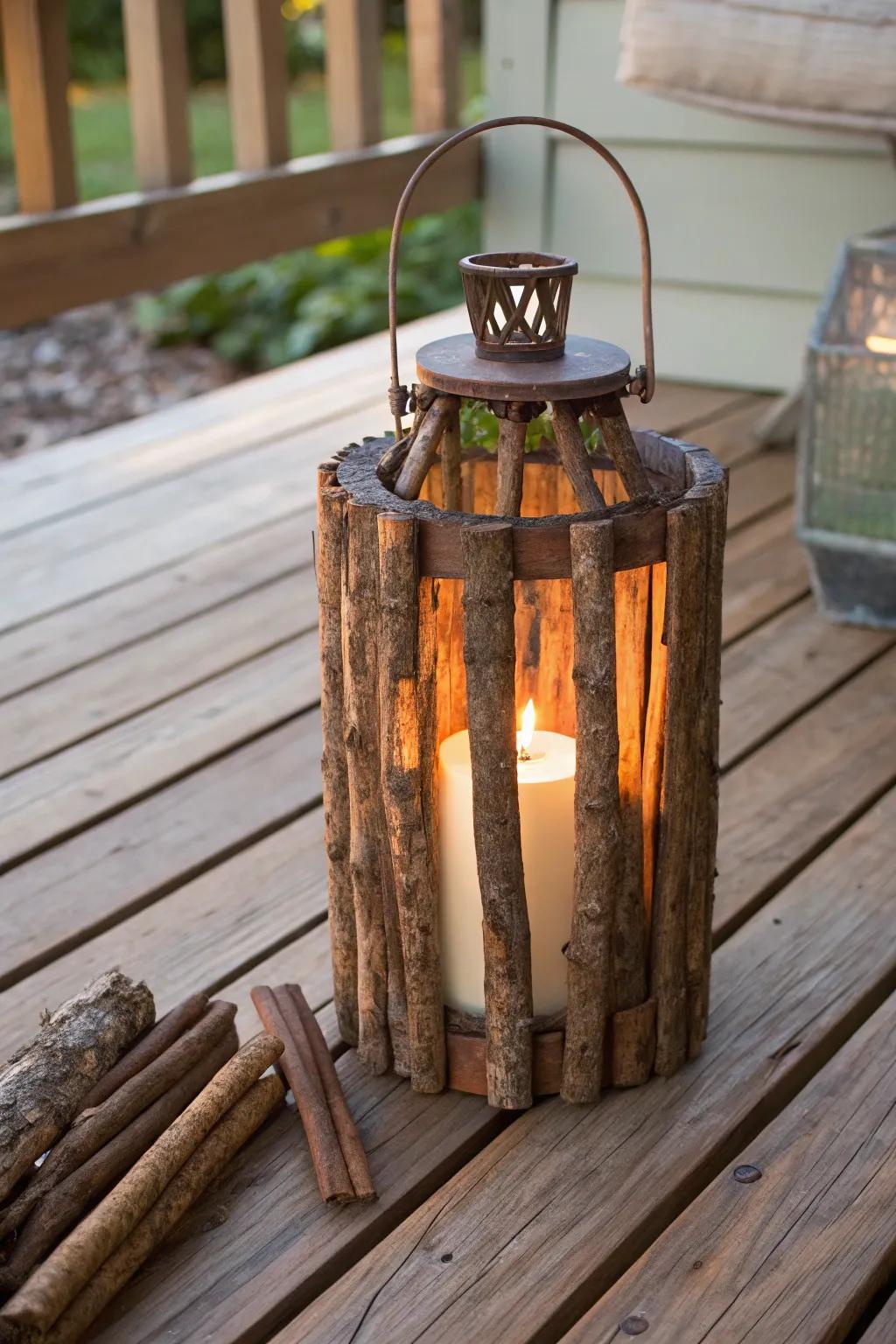 Illuminate your space with the rustic charm of handcrafted tobacco stick lanterns.