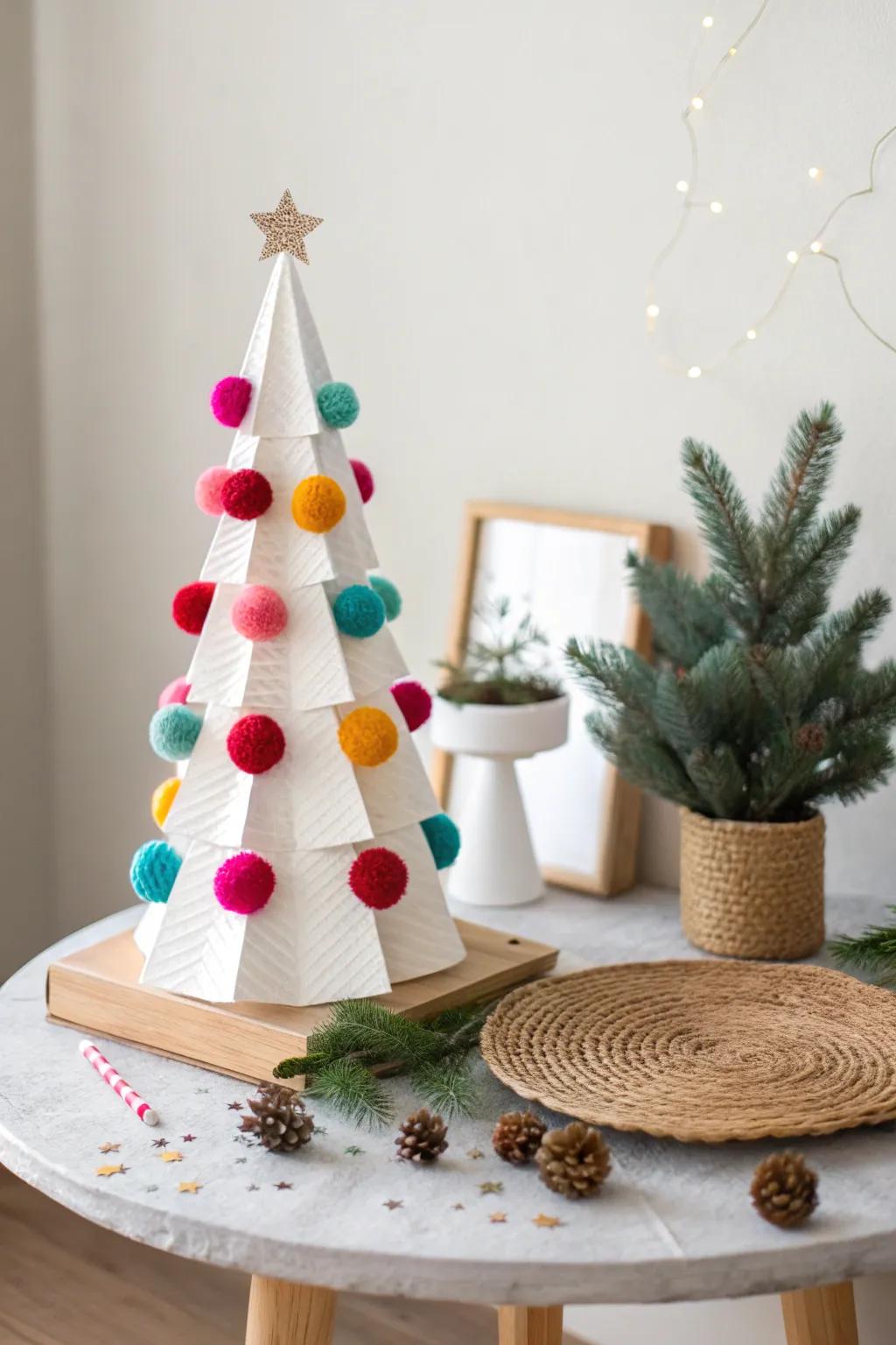 Crafting Joy: A Minimalist Pom-Pom Christmas Tree for Toddler Creativity
