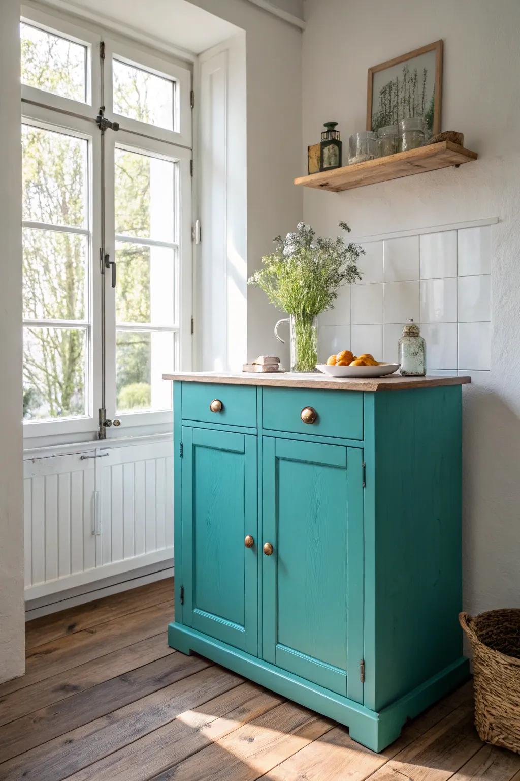 Transform your kitchen with a splash of vibrant teal—where Scandinavian simplicity meets boho charm.