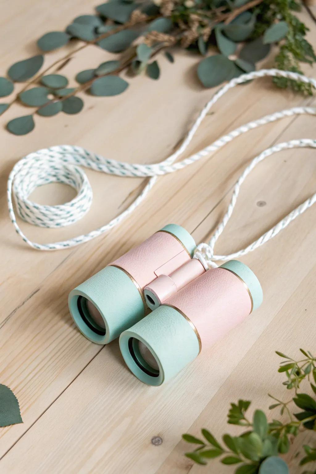 Embark on a whimsical adventure with these charming upcycled toilet roll binoculars, perfect for budding explorers.
