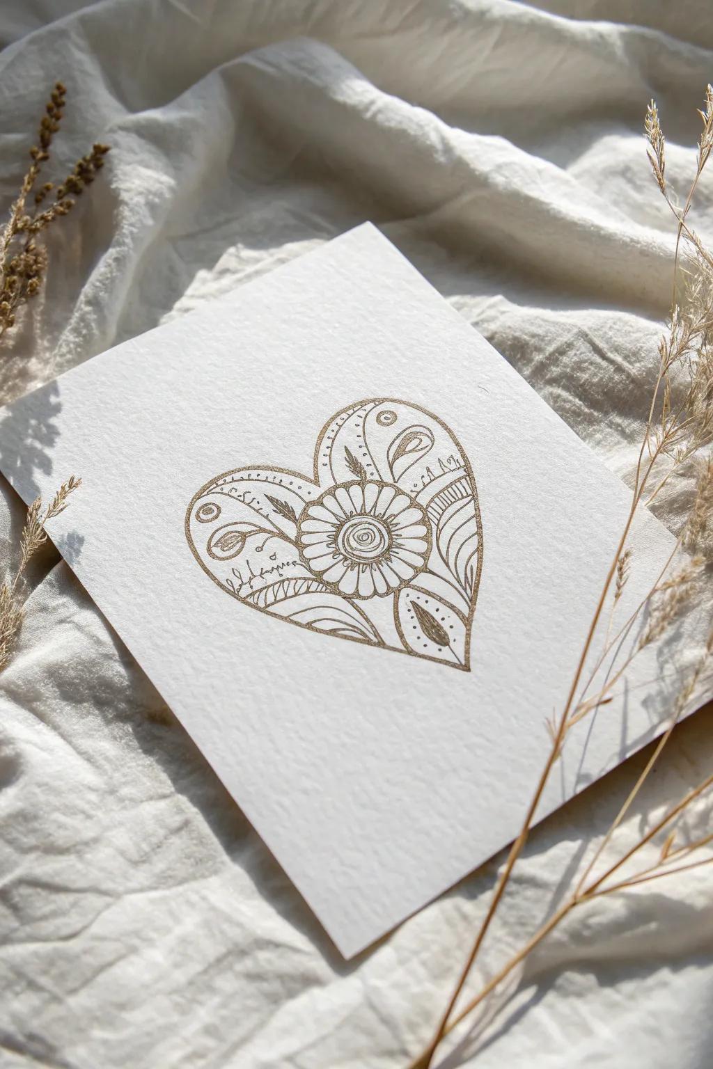 Embrace simplicity with a timeless heart design, where minimalism meets bohemian elegance.