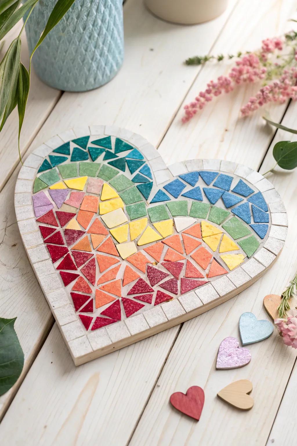 Crafted with love: A vibrant heart mosaic that captures the essence of Valentine's creativity. 🌿❤️