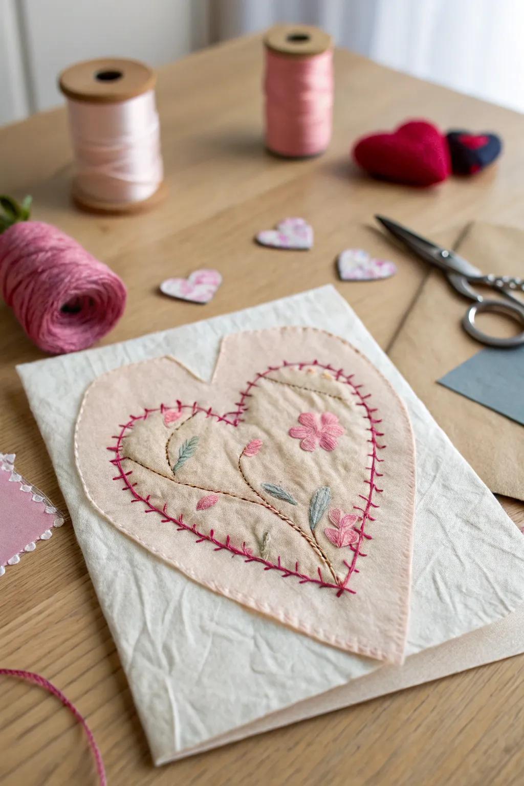 Craft a unique expression of love with handmade fabric heart cards. Perfect for adding a personal touch this Valentine's Day!
