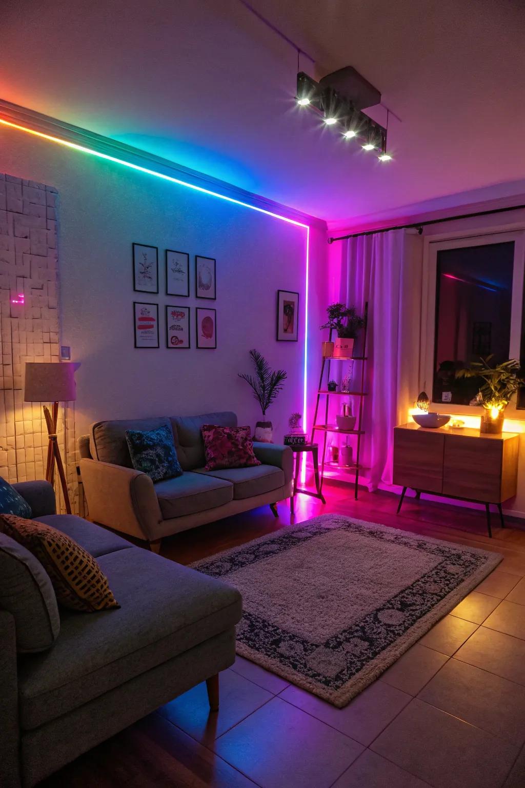 Neon and LED lights add a splash of color and character to any room.