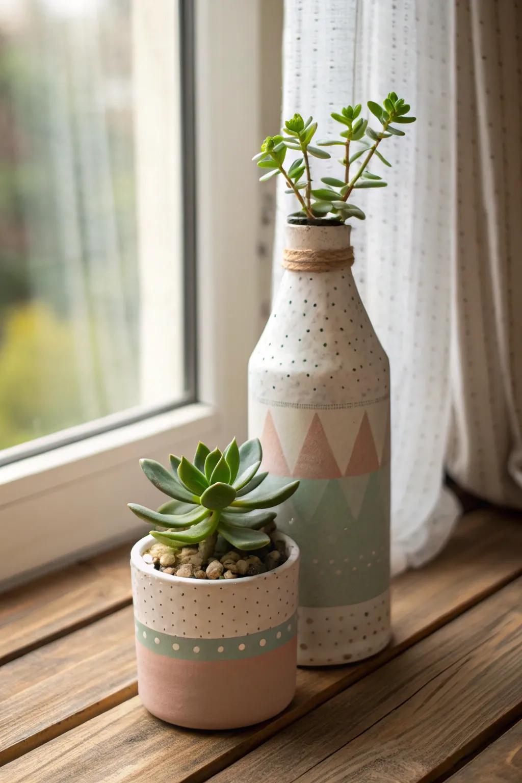 Breathe life into your space with chic, upcycled bottle planters.
