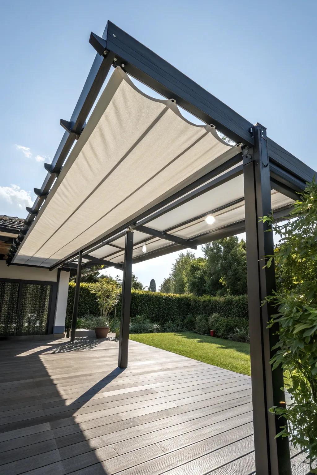 Embrace the elements with a retractable pergola roof, where style meets adaptability.