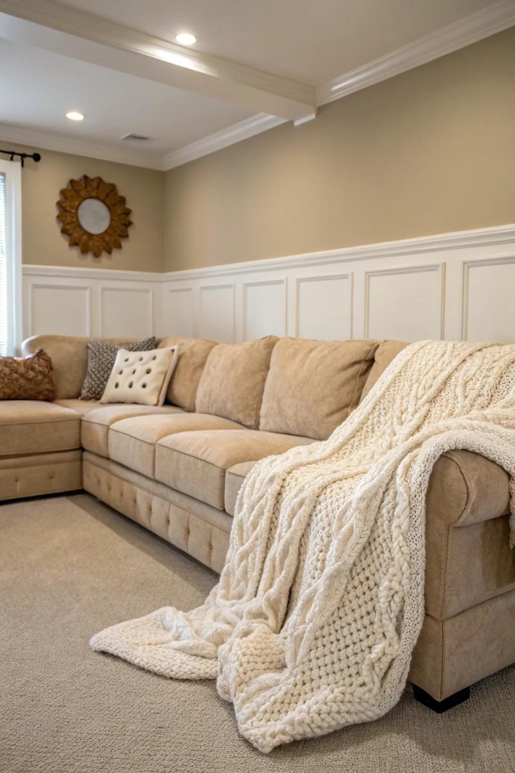 Layered textures create a cozy, inviting atmosphere.