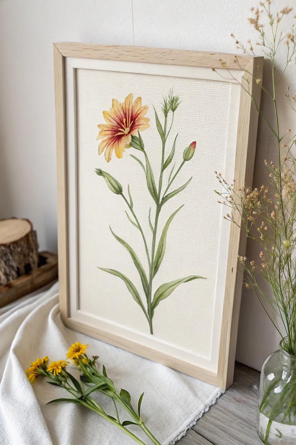 Capture the essence of nature with minimalist wildflower art that whispers elegance and simplicity.