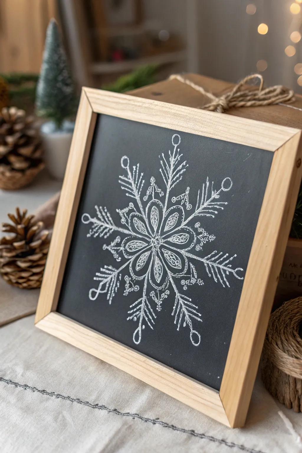 Celebrate winter's elegance with a handcrafted snowflake design, where simplicity meets natural beauty.
