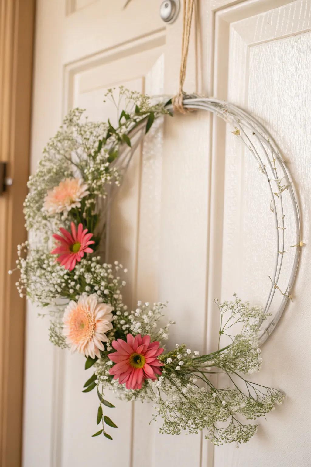 Embrace the beauty of nature with a minimalist floral wreath that adds a touch of boho elegance to your home.