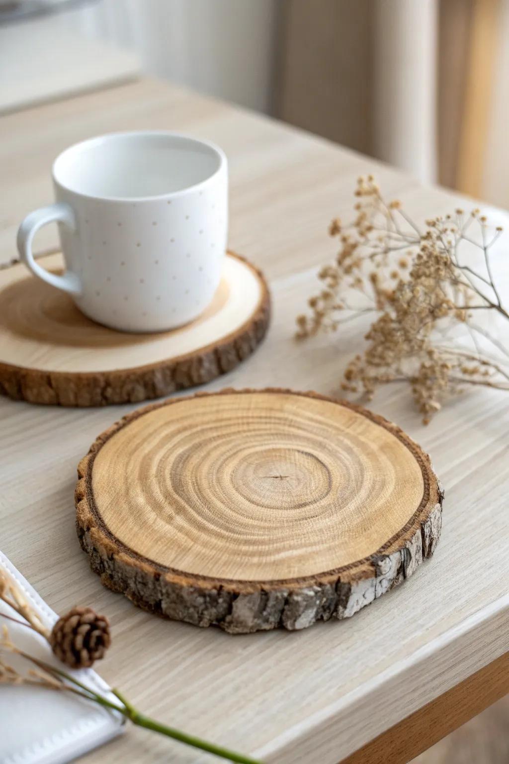 Elevate your table setting with handcrafted wood slice coasters—where simplicity meets natural elegance.