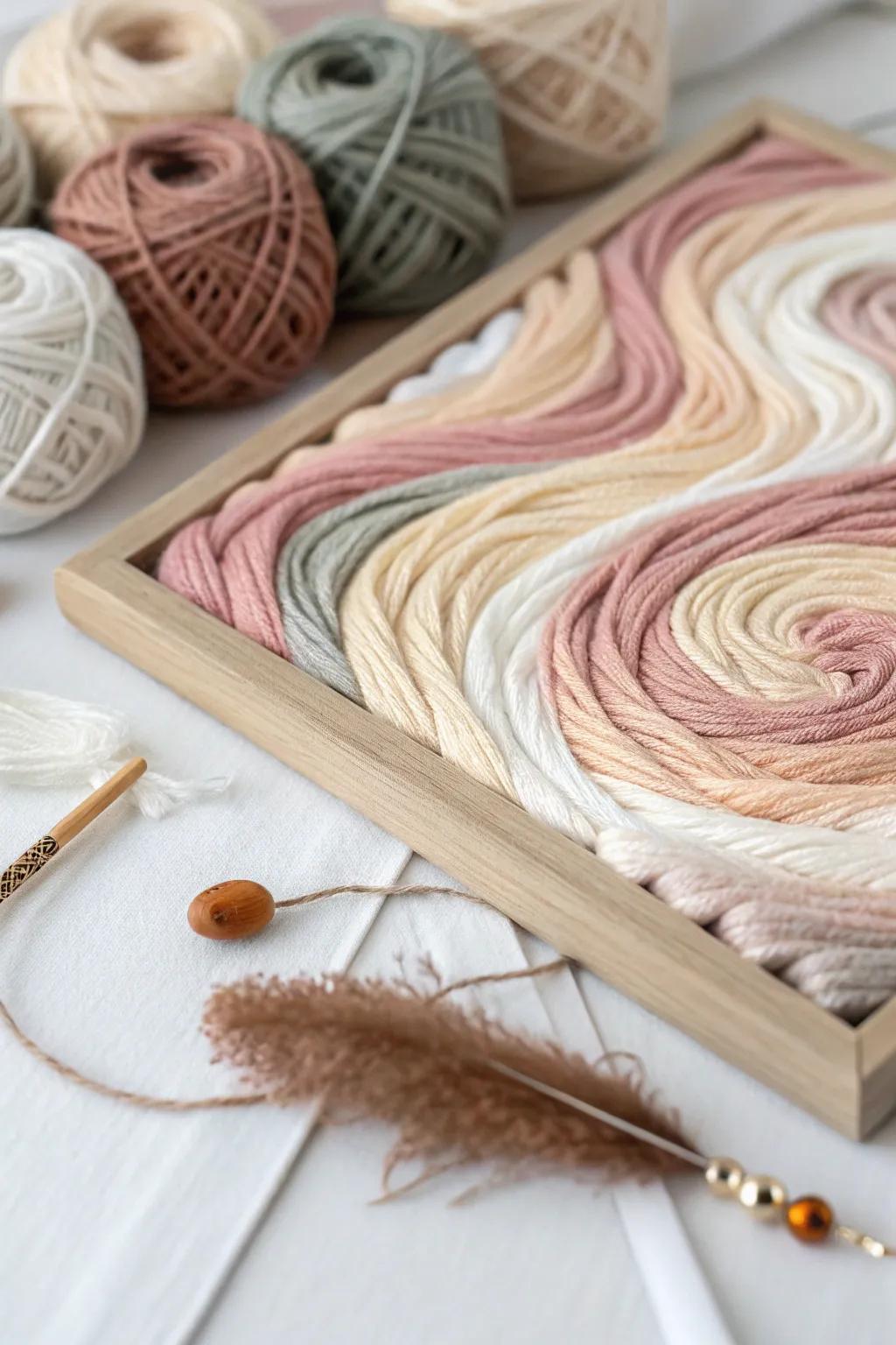 Dive into a world of creativity with abstract yarn swirls, where simplicity meets artistic freedom.