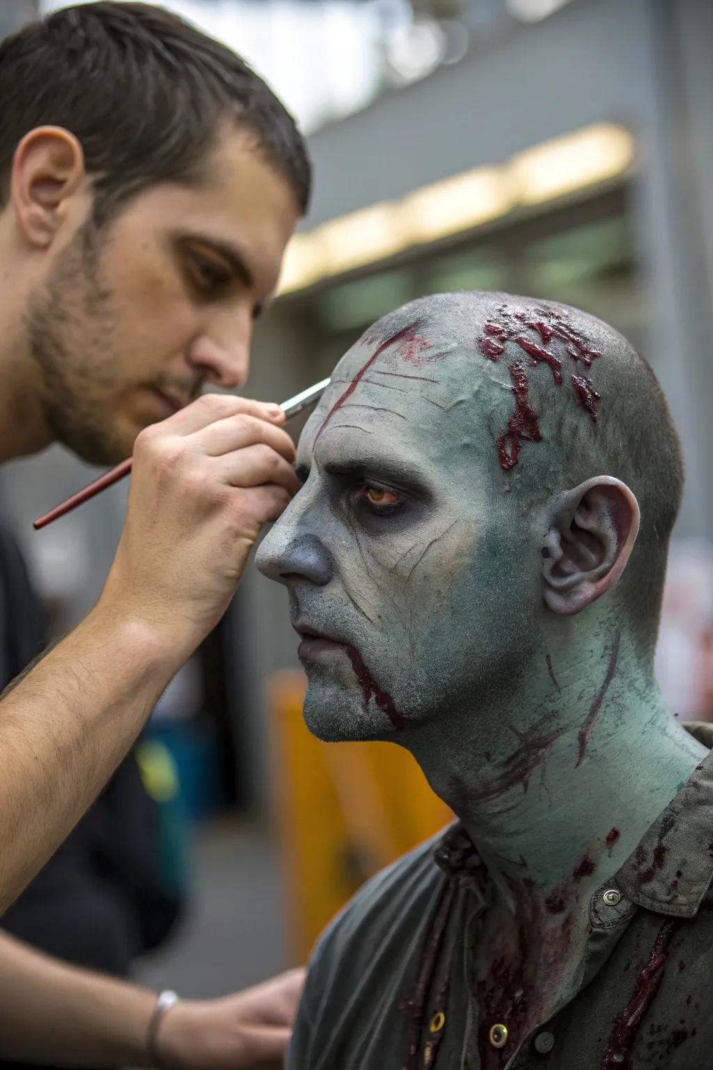 Master the art of undead transformation with realistic zombie makeup techniques.