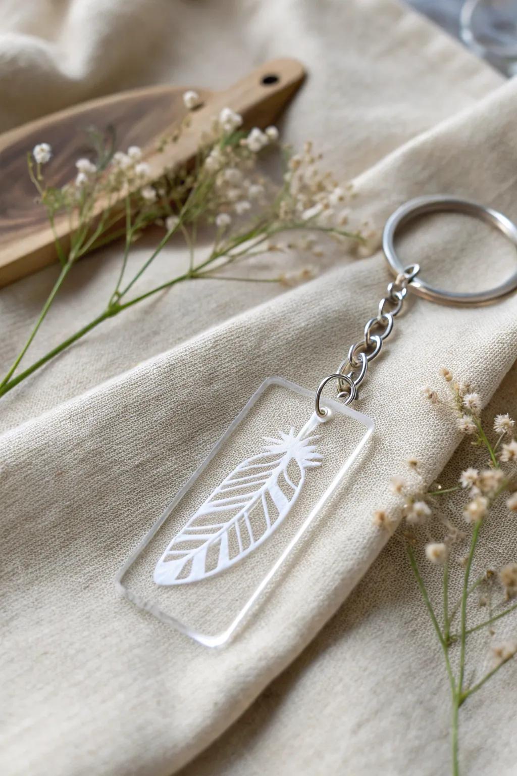 Simplicity at its finest: Elevate your accessory game with this chic minimalist acrylic keychain.