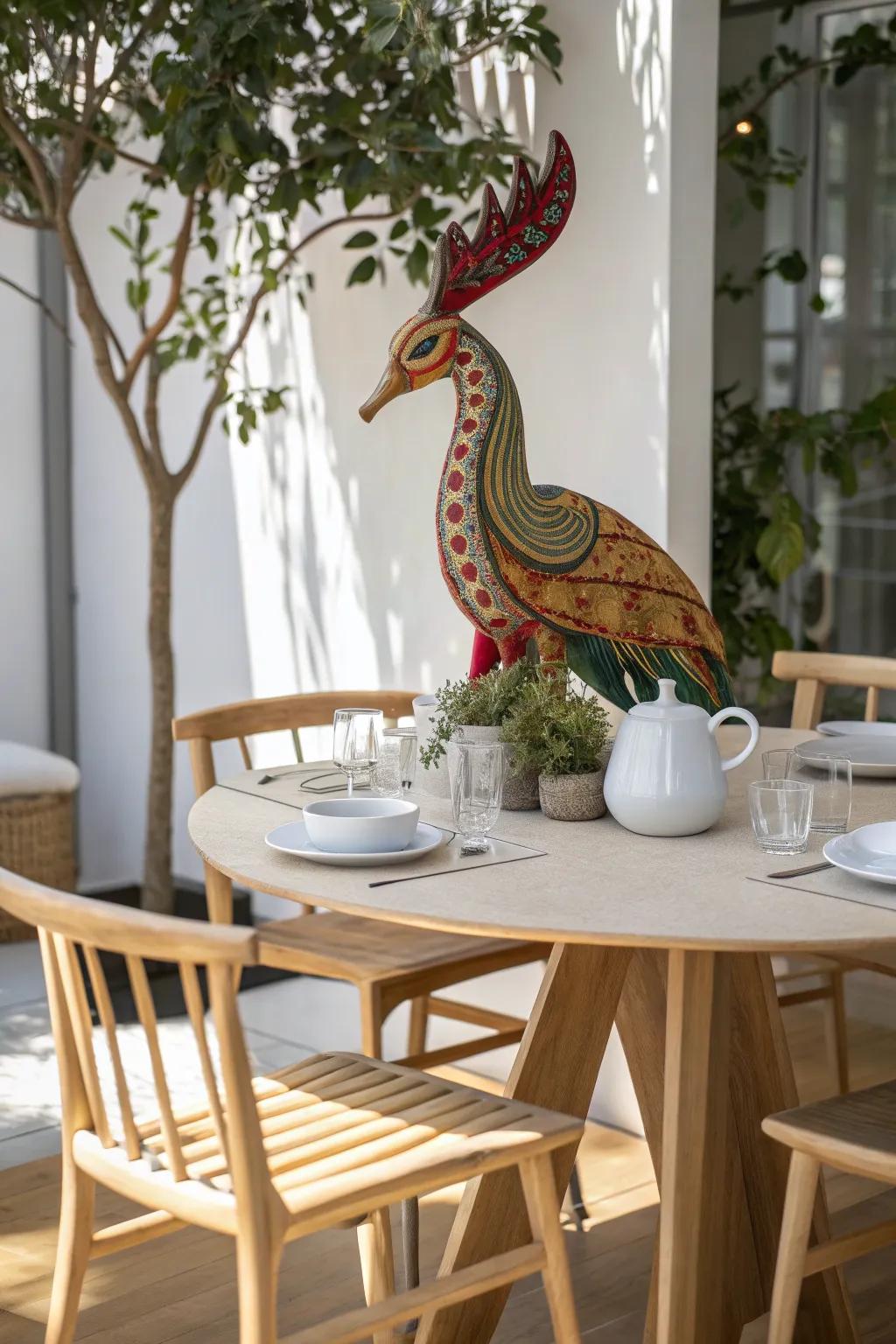 Elevate your gatherings with a whimsical alebrije centerpiece, blending boho charm with Scandinavian minimalism.