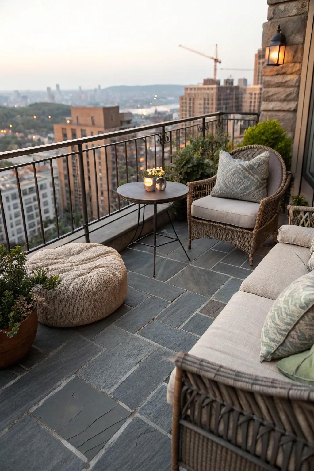 Slate tiles provide a sophisticated and natural look.