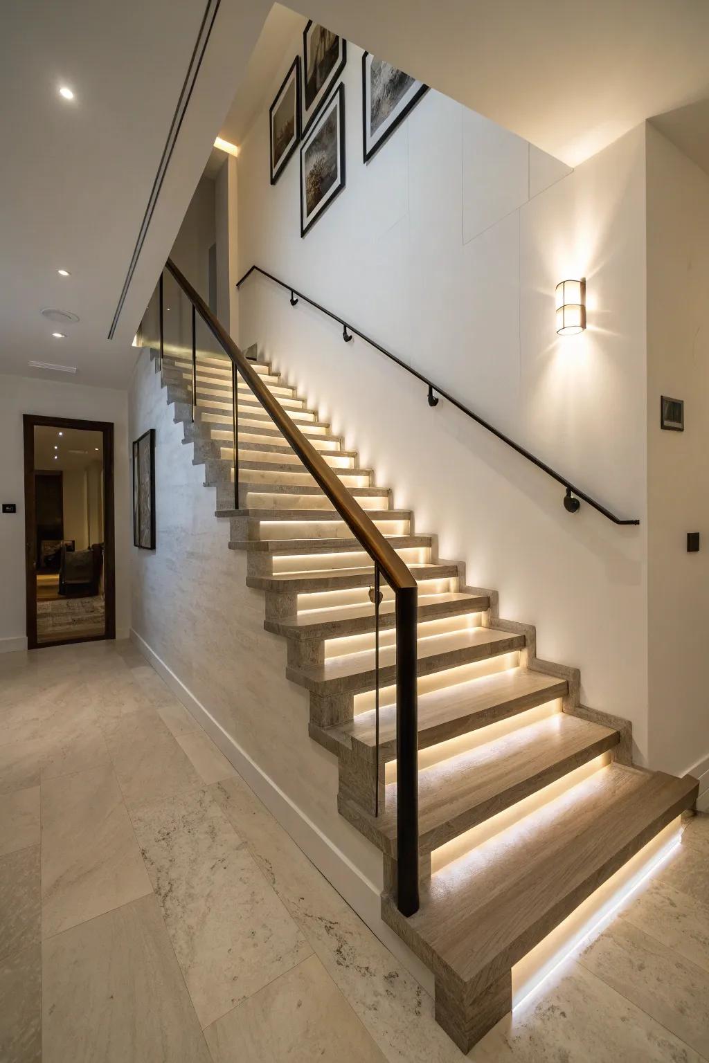 Floating rail designs give the impression of space and modern elegance.