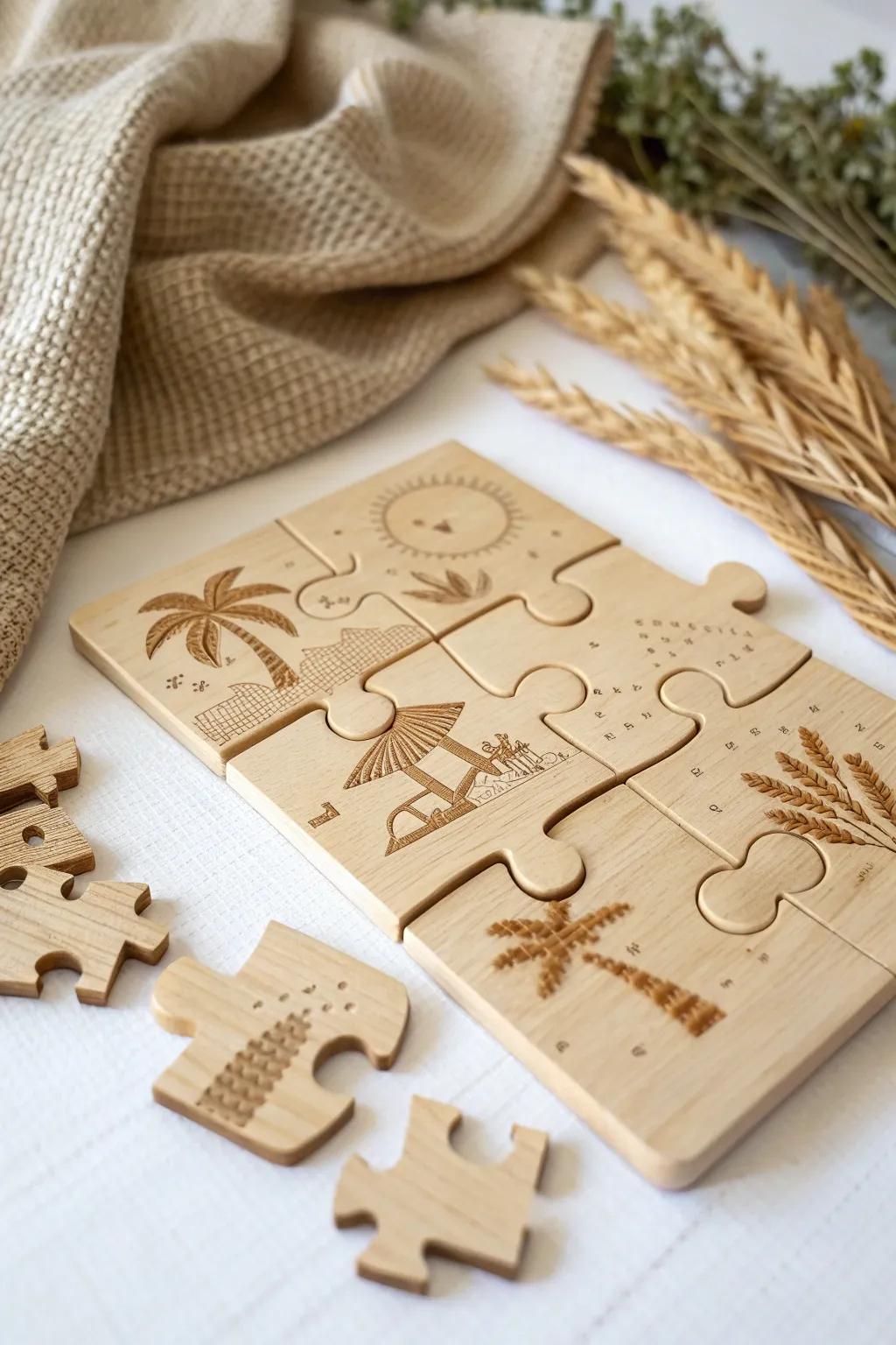 Engage young minds with this beautifully crafted Bible story puzzle – a masterpiece of simplicity and natural beauty.