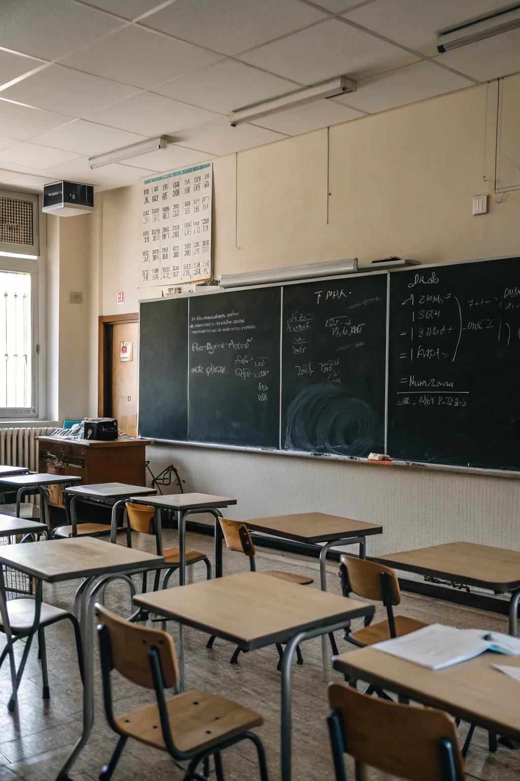 Interactive chalkboard wall for engaging classroom activities.