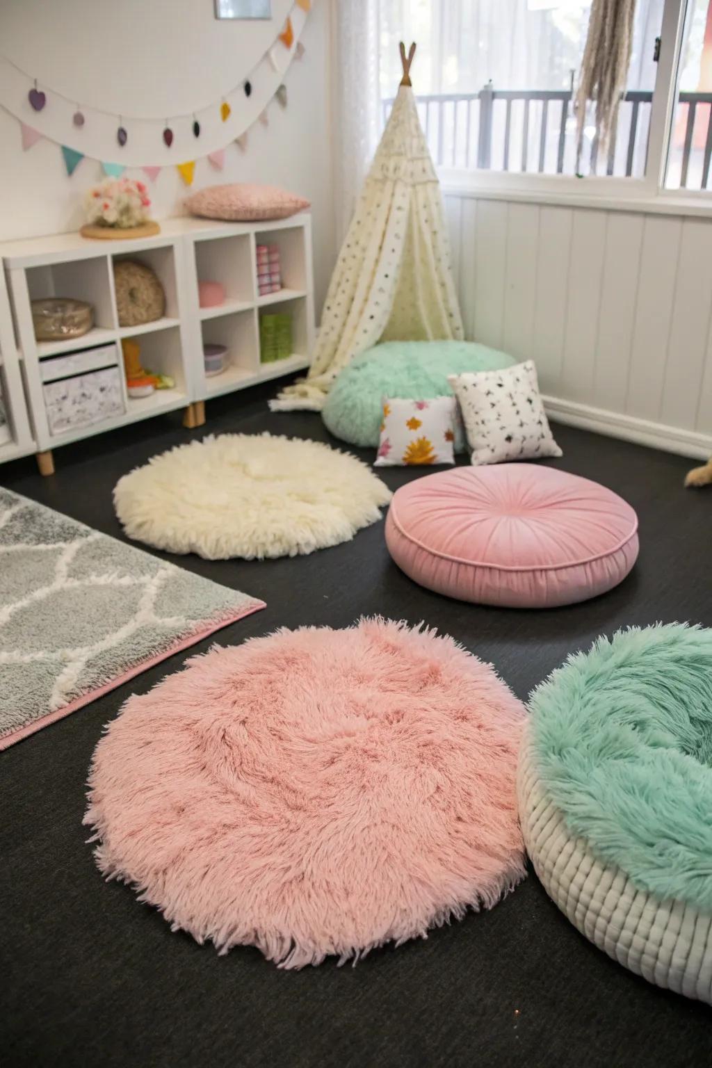 Plush textures enhance comfort and coziness in the nursery.