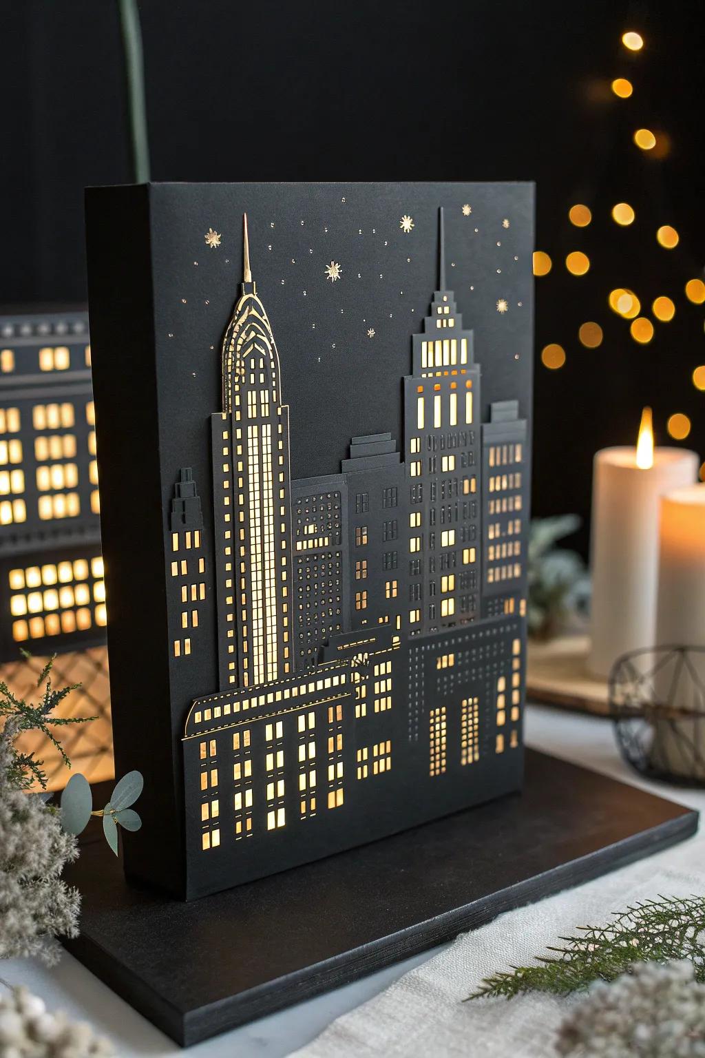 Illuminate your space with the serene beauty of an urban nightscape, where simplicity meets sophistication.