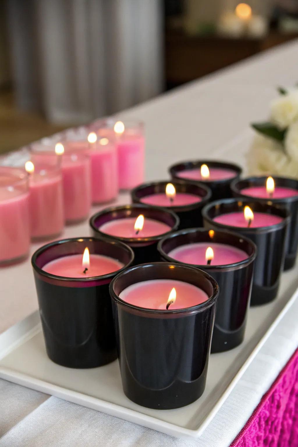 Scented candles that transform the party's ambiance.
