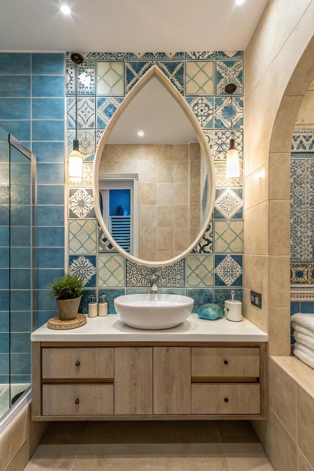 Enhance your bathroom with an elegant mirror design.