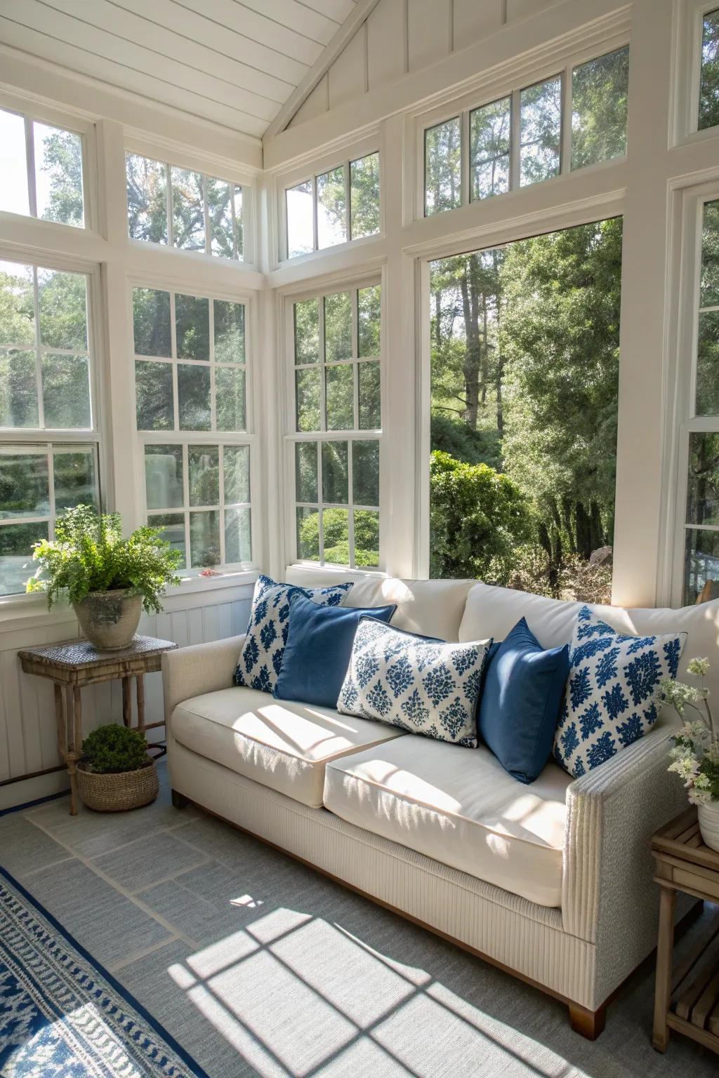 Blue and white throw pillows refresh any space.
