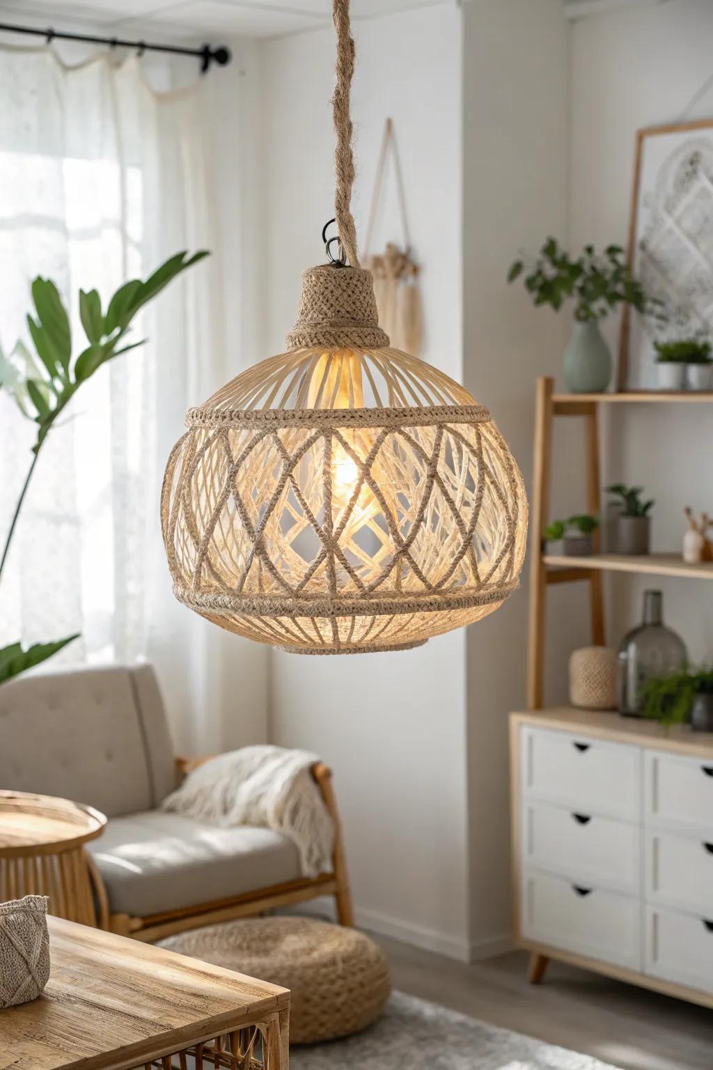 Illuminate your space with the earthy charm of a DIY jute pendant light.