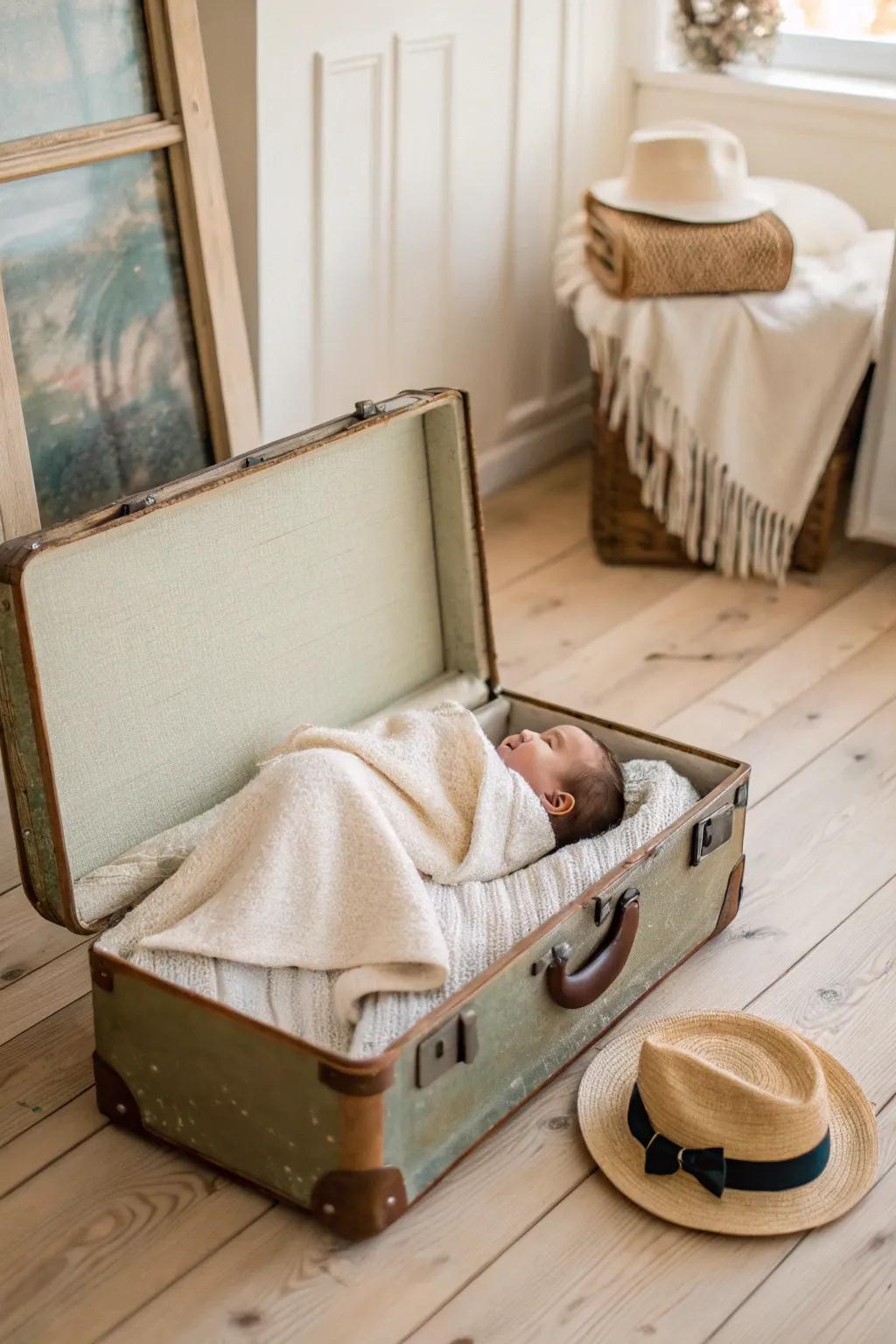 Capture timeless charm with retro-inspired props for your baby's first photoshoot!