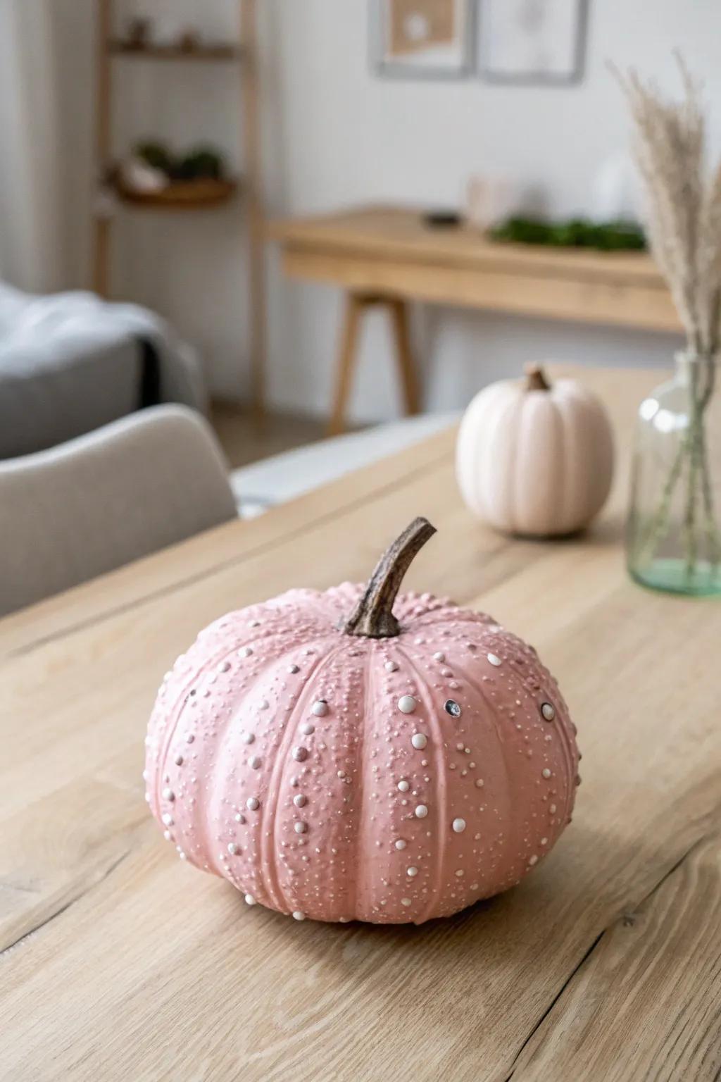 Transform your pumpkin into a dazzling fall centerpiece with a touch of glitter and sequins. Perfect for adding glam to your minimalist decor!