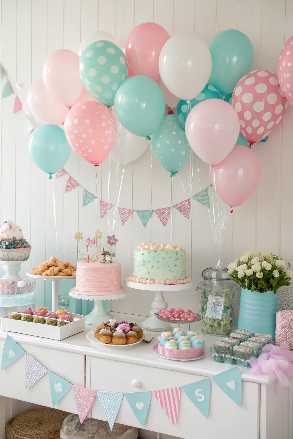 A themed backdrop enhances the candy bar's presentation.