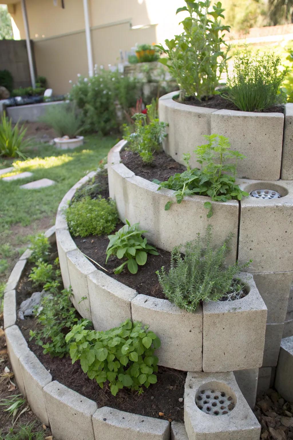 Elevate your garden game with a stunning cinder block spiral herb garden—where craftsmanship meets nature.